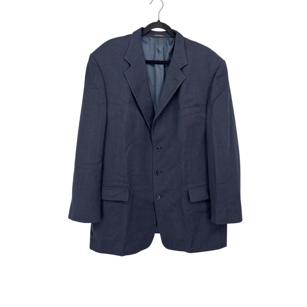 Givenchy Blazer Mens 44L Navy Blue Monsieur Herringbone Wool Vintage Union Made